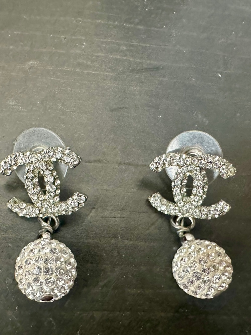 Chanel Strass CC Drop Earrings